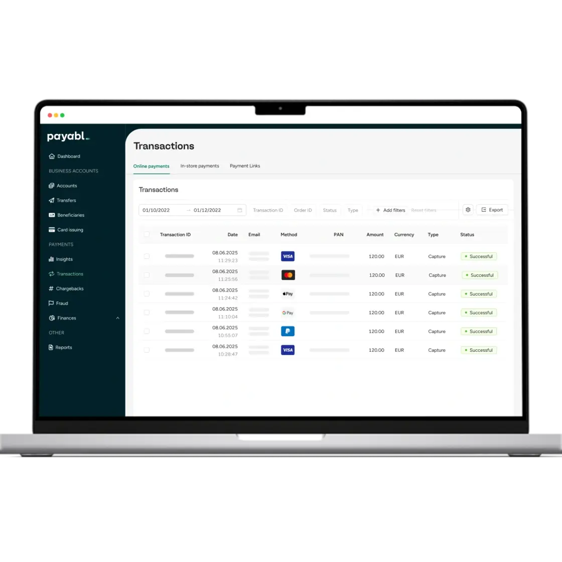 Payabl. One Transactions